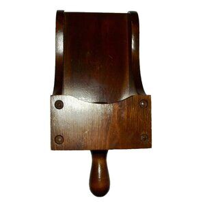 Wood Sconce scoop back candle holder handle 12.5" wall primitive Colonial #2